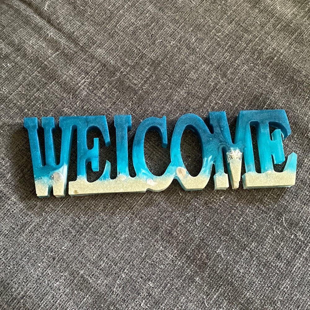 Resin Beach themed WELCOME sign